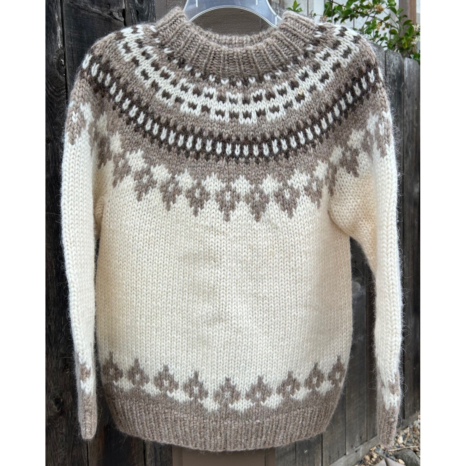 Hilda Ltd Made In Iceland 100% Pure Wool Sweater Women M Nordic Fair Isle Ivory